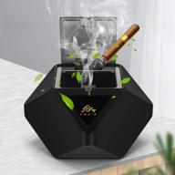 🚬 black portable ashtray with smart induction lids | usb rechargeable multifunctional ash tray for outdoor, home, office | cool ashtrays for indoor decoration logo