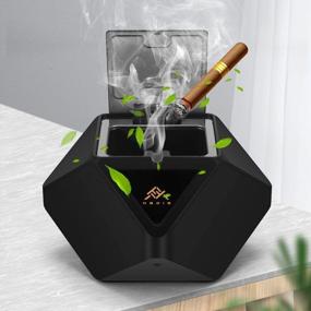 img 4 attached to 🚬 Black Portable Ashtray with Smart Induction Lids | USB Rechargeable Multifunctional Ash Tray for Outdoor, Home, Office | Cool Ashtrays for Indoor Decoration