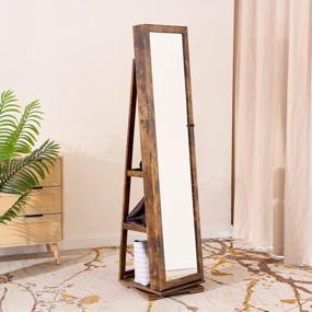 img 2 attached to White Lockable Floor Standing Wooden Jewelry Armoire With 360°Rotatable Mirror And Storage Shelf - Sogesfurniture BHUS-QH-7021C-FG