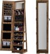 white lockable floor standing wooden jewelry armoire with 360°rotatable mirror and storage shelf - sogesfurniture bhus-qh-7021c-fg logo