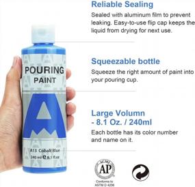 img 2 attached to AUREUO Acrylic Pouring Paint Set Of 4 Colors (8 Oz Bottles) High Flow Pre-Mixed Acrylic Painting Kit Include Silicone Oil For Canvas, Rock, Ceramic, Wood, Glass & Other Crafts - Time & Tide