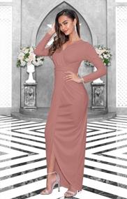 img 2 attached to Formal Maxi Dress For Women: Long Sleeve Wrap Draped Cocktail Gown With Elegant V-Neck