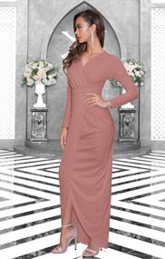 img 1 attached to Formal Maxi Dress For Women: Long Sleeve Wrap Draped Cocktail Gown With Elegant V-Neck