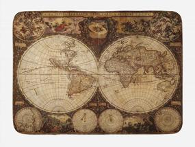img 2 attached to Vintage World Map Bath Mat - Nostalgic Style Art Historical Atlas Design With Non-Slip Backing