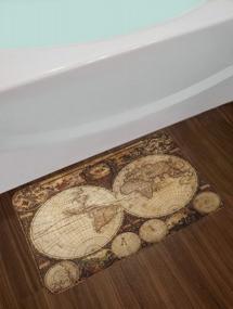 img 1 attached to Винтажный коврик для ванной с картой мира - арт-дизайн в ностальгическом стиле и историческим атласом с нескользящей основой.