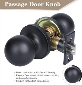 img 3 attached to Matte Black Interior Door Lock Keyless Round Ball Passage Door Knob Handle, 5 Pack For Hallway And Closet - BIGLUFU