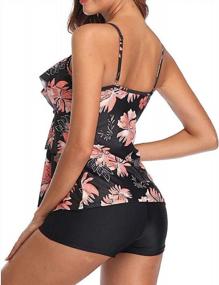 img 3 attached to Women'S Tummy Control Layered Ruffle Flounce Tankini Swimsuit With Boyshort Two Piece Bathing Suit