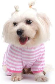 img 3 attached to 🐾 Soft Cotton Pet Dog Pajamas: Comfortable Jumpsuit Shirt for Play and Sleep - Cute Striped Clothes for Dogs and Cats