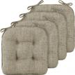 set of 4 lovtex memory foam dining chair cushions with ties - non-slip tufted khaki seat pads for kitchen chairs - 15.5" x 15.5 logo