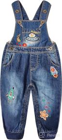 img 4 attached to KIDSCOOL SPACE Baby Little Kids Cute Denim Embroidered Fashion Jean Overalls: Trendy and Adorable Baby Overalls for Out-of-this-World Style!