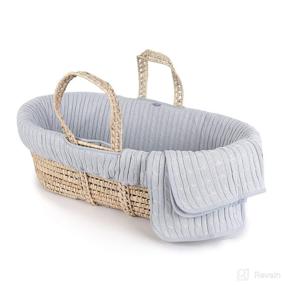 img 4 attached to 🐸 Tadpoles Grey Cable Knit Moses Basket Set with Bedding