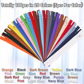 img 3 attached to 100Pcs 8 Inch Nylon Coil Zippers In 20 Colors - Bulk Supplies With Presser Foot For Sewing Crafts, Clothing & Bags