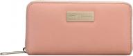 women's pink calfskin leather wallet w/ embossed zip & rfid theft protection logo