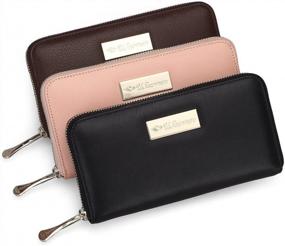 img 2 attached to Women'S PINK Calfskin Leather Wallet W/ Embossed Zip & RFID Theft Protection