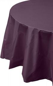 img 2 attached to 12-Pack Premium 84In. Round Plastic Tablecloth - Plum | Perfect For Tables & Events!