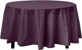 img 4 attached to 12-Pack Premium 84In. Round Plastic Tablecloth - Plum | Perfect For Tables & Events!