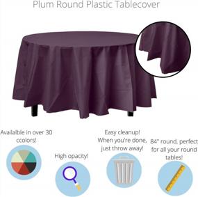 img 3 attached to 12-Pack Premium 84In. Round Plastic Tablecloth - Plum | Perfect For Tables & Events!