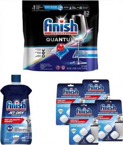 img 4 attached to Experience Ultimate Clean & Shine With Finish Quantum Powerball Dish Tabs, Jet-Dry Rinse Agent, And In-Wash Dishwasher Cleaner