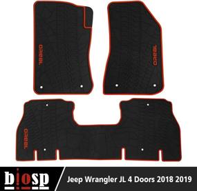 img 2 attached to 🚗 biosp Car Floor Mats Replacement for Jeep Wrangler JL 4 Doors - Premium Heavy Duty Rubber Liner Set 2018-2021 - Front and Rear - Black Red - Custom Fit - All Weather Guard - Odorless