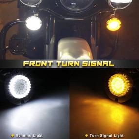 img 2 attached to 🏍️ NTHREEAUTO Flat Smoked Lens Covers with Front 1157 + Rear 1156 LED Turn Signals, Switchback Tail Lights and Running Light Compatible with Harley Road King Electra Glide Heritage Softail Touring, 3 1/4 inch