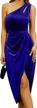 women's sexy one shoulder velvet cutout ruched slit cocktail midi dress by merokeety logo