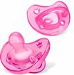 chicco physioforma soft silicone pacifier for babies 0-6 months in pink - orthodontic nipple, bpa-free, 2-pack with sterilizing case logo