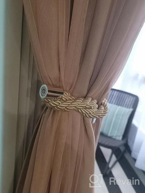 img 1 attached to Stylish Brown Magnetic Curtain Tiebacks - Set Of 2, Decorative Window Drapery Holdbacks For Blackout And Sheer Window Treatments, Durable Weave Tie Back Holders review by Matt White