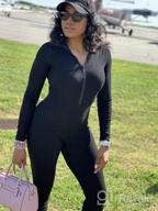 img 1 attached to 🔥 XLLAIS Women's High Neck Zipper Ruched Bodycon Jumpsuit Tracksuit: Stylish & Versatile with Thumb Hole review by Josh Ulrich