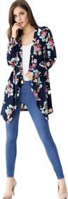 img 1 attached to Женский кардиган-кимоно с цветочным принтом Aphratti: длинный рукав, свободный дизайн с запахом