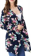 aphratti women's floral print kimono cardigan: long sleeve, loose wrap design logo