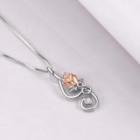 img 1 attached to Sterling Silver Music Note Necklace With Created Opal Rose: Perfect Gift For Gymnastics, Dance Lovers, Teachers, Women, And Teen Girls