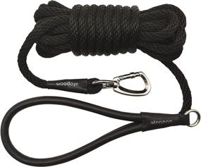 img 3 attached to alopoon Dog Leash Harness: 15ft Black Floatable Training Leash with Leather Handle & Poop Bag Holder - Heavy Duty Tie Line for Large, Medium & Small Dogs