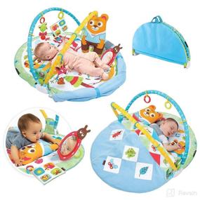 img 4 attached to 👶 Yookidoo Play 'N' Nap: 3-in-1 Baby Activity Playmat Gym, Tummy Time Mat, and Foldable Infant Blanket with Sensory Toys and Newborn Rattle