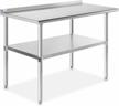 nsf certified 48 x 24 inches stainless steel kitchen prep table with backsplash & under shelf - ideal for home and restaurant use from gridmann logo