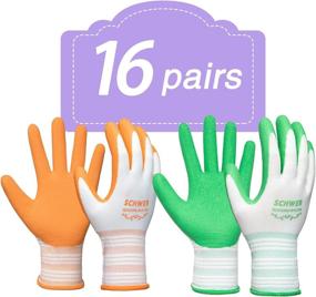 img 4 attached to Получите идеальное сцепление с 16 парами дышащих садовых перчаток Schwer для женщин - универсальный размер M и многоцелевая функциональность!