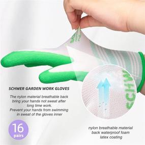 img 2 attached to Получите идеальное сцепление с 16 парами дышащих садовых перчаток Schwer для женщин - универсальный размер M и многоцелевая функциональность!