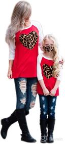 img 4 attached to Matching Leopard Print Blouse Shirt for Mom and Me - Round Neck Casual Sweatshirt Top for Family