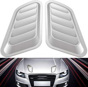 img 4 attached to KATUR 1 Pair Universal Car ABS Decorative Air Flow Intake Scoop Turbo Bonnet Vent Cover Hood (Gray)
