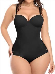 img 4 attached to Women'S Tummy Control Shapewear Bodysuit With Built-In Bra, Seamless Smooth Shaping Top - Vaslanda