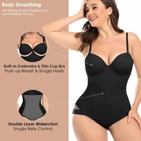 img 2 attached to Women'S Tummy Control Shapewear Bodysuit With Built-In Bra, Seamless Smooth Shaping Top - Vaslanda