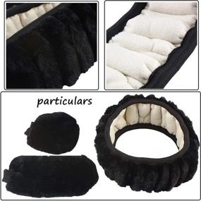 img 3 attached to 🧣 Cozy and Non-Slip Fluffy Steering Wheel Cover Set - Keep Your Hands Warm this Winter! Universal Plush Accessories for Car, Truck, SUV - Includes Handbrake and Gear Shift Covers, 15" (Black)