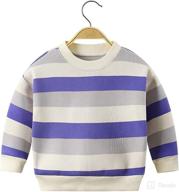 👕 ctskyte toddler unisex kids cozy fleece striped long sleeve pullover sweatshirt with crew-neck logo