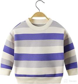 img 4 attached to 👕 Ctskyte Toddler Unisex Kids Cozy Fleece Striped Long Sleeve Pullover Sweatshirt with Crew-Neck