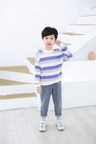 img 3 attached to 👕 Ctskyte Toddler Unisex Kids Cozy Fleece Striped Long Sleeve Pullover Sweatshirt with Crew-Neck