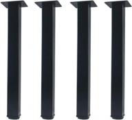 qlly 16 inch adjustable metal furniture legs, square office table furniture leg, set of 4 (black) logo
