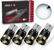 brishine 300lm canbus error free t10 led bulbs - pack of 4 extremely bright 194 168 2825 w5w, 6000k xenon white, 9-smd 2835 led chipsets for dome, map, door, courtesy, and license plate lights logo