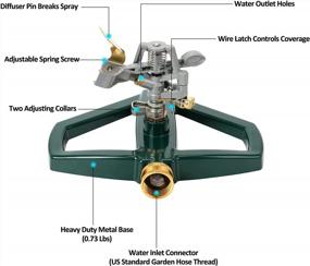 img 2 attached to Heavy Duty Zinc Impact Sprinkler With Adjustable Base For Lawn, Yard, And Grass Irrigation - STYDDI Circular Pulsator Sprinkler