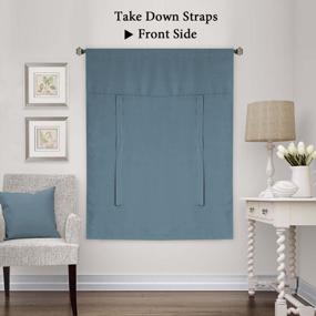 img 3 attached to Thermal Insulated Tie Up Curtain Panel Valance | Stone Blue Balloon Blackout Shades Window Treatment | Adjustable And Elegant | 42" W X 63" L | H.Versailtex | 1 Panel