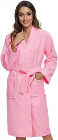 img 4 attached to Soft And Lightweight Women'S Terry Cloth Kimono Robes For Comfortable Bathing Experience