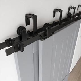 img 1 attached to Upgrade Your Home With Skysen'S 6.6FT Heavy Duty Double Door Barn Door Hardware Kit - Top Mount Bypass Design In Sleek Black Finish